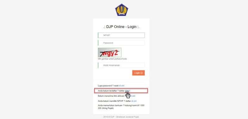 daftar efin di djp online e-filing