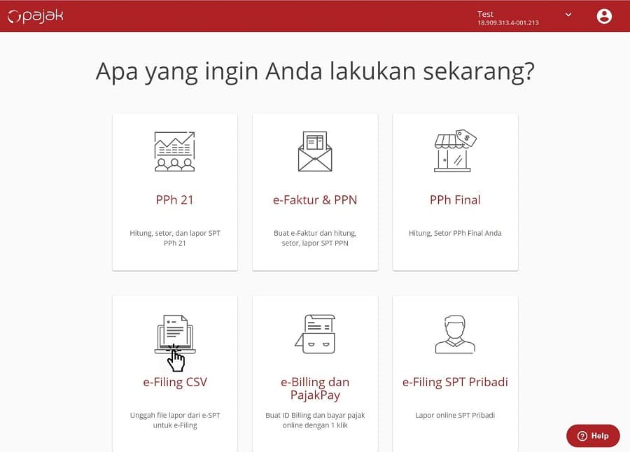 cara lapor spt online : masuk menu efiling pajak