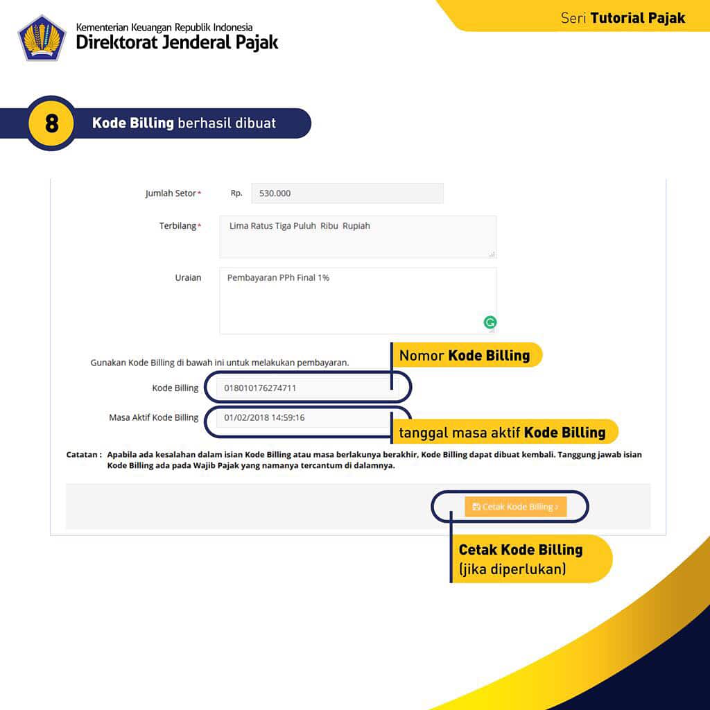 eBilling pajak adalah sistem pembayaran pajak secara elektronik dengan membuat kode billing pajak pada aplikasi SSE pajak online 1, 2, & 3