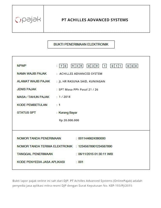 bpe bukti penerimaan elektronik onlinepajak