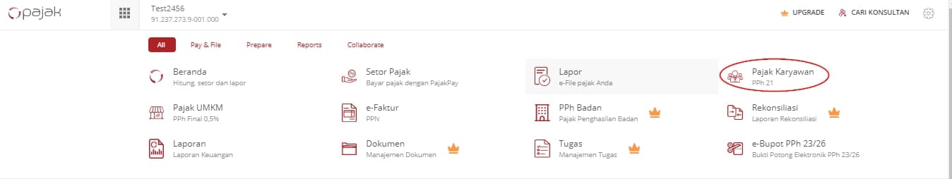 Pilih menu 'Pajak Karyawan (PPh 21)' pada sidebar