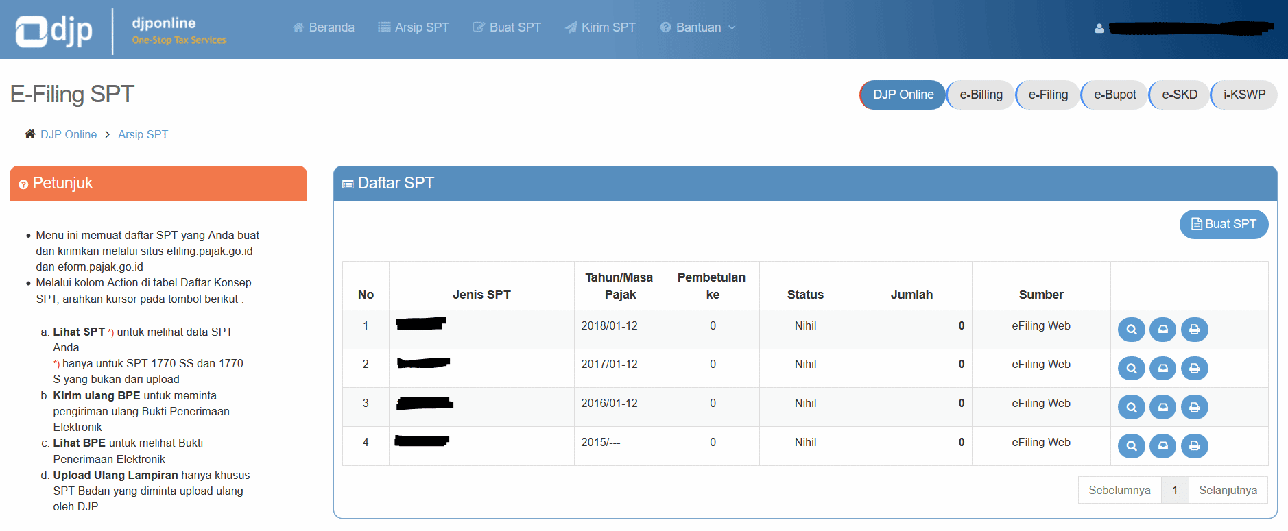 DJP Online e-Filing inside the app