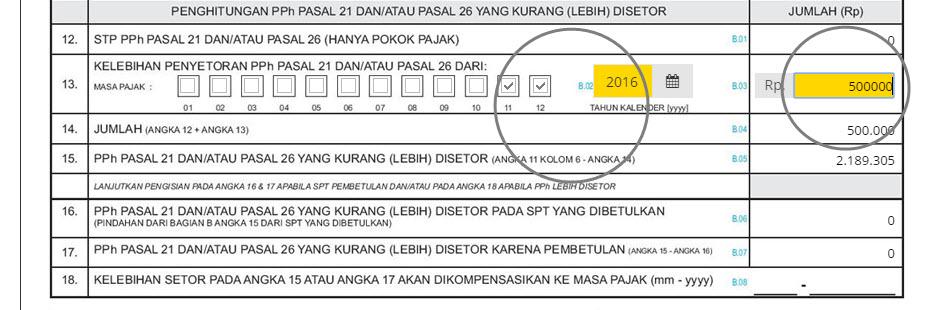 Fitur kompensasi PPh Pasal 21