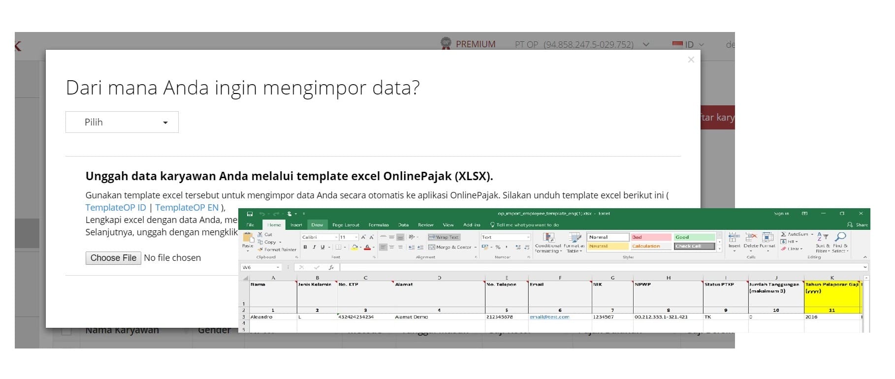 impor pph 21 dengan onlinepajak template