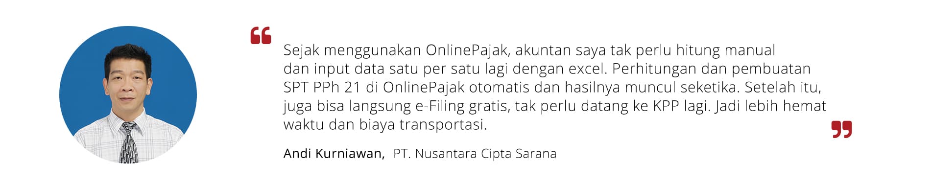 testimoni PT Nusantara Cipta Sarana tentang fitur PPh 21 OnlinePajak