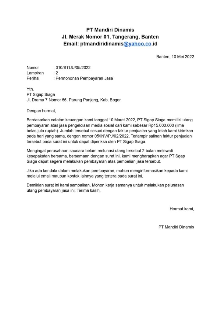 Contoh Surat Penagihan 2