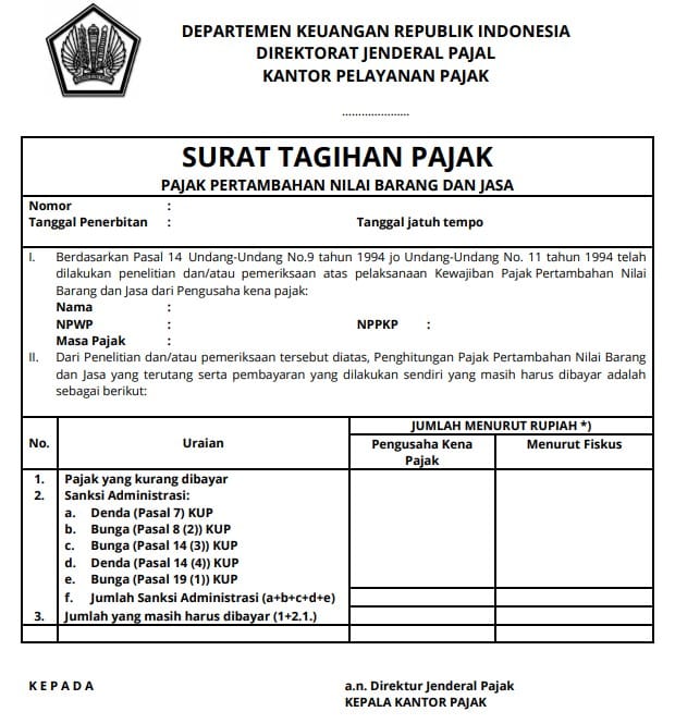 Surat Tagihan Pajak (STP)