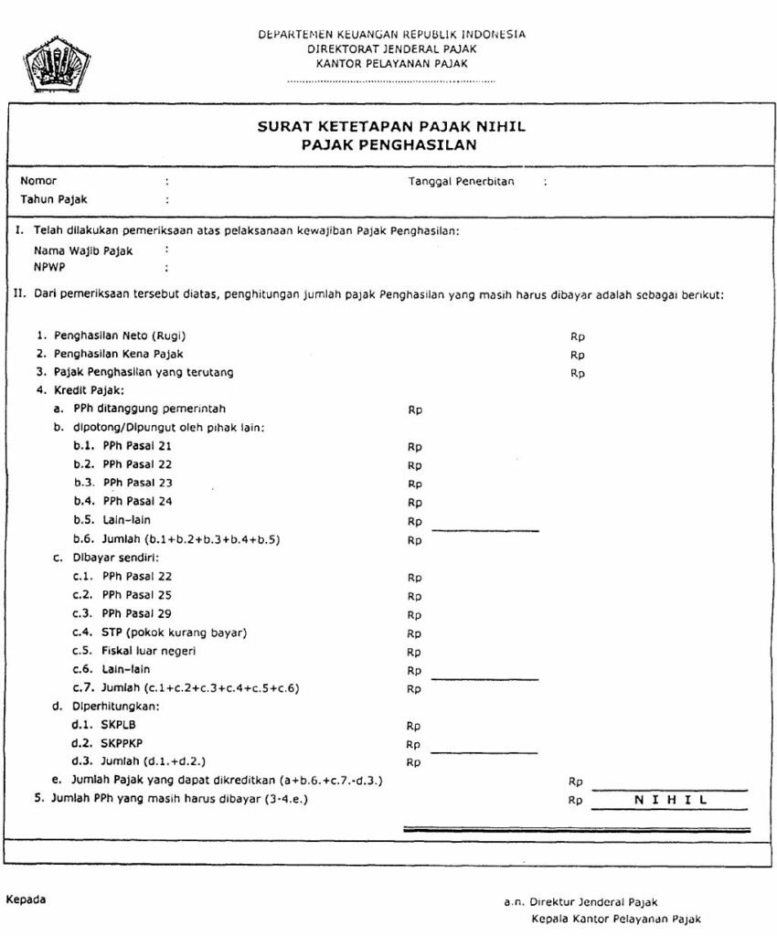 Surat Ketetapan Pajak Nihil (SKPN)