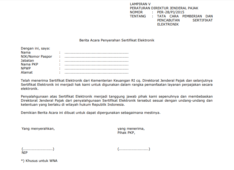 berita acara penyerahan sertifikat elektronik