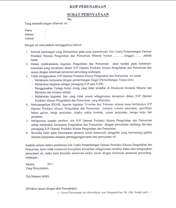 Surat permohonan izin usaha pertambangan 7