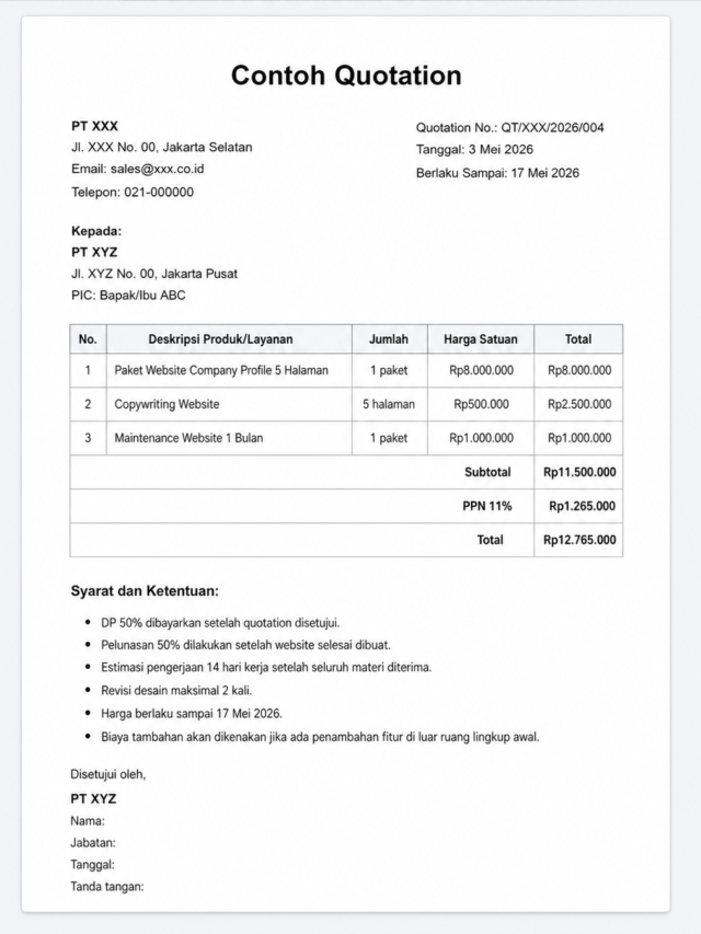 Quotation Adalah: Pengertian, Jenis, dan Cara Request - OnlinePajak